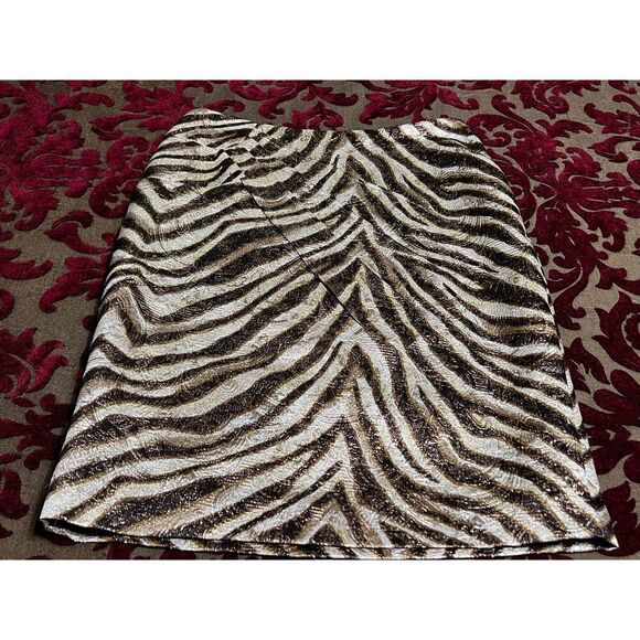 Per Se Wool & Silk Metallic Animal Print Pencil Skirt Size 4 - Picture 2 of 3